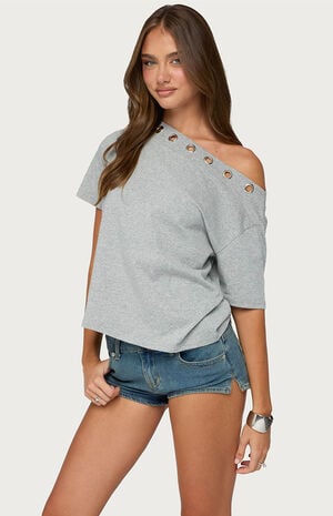 Leslee Grommet Off-The-Shoulder T-Shirt image number 2