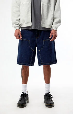 by Pacsun Dark Blue Knee Panel Baggy Denim Shorts image number 2