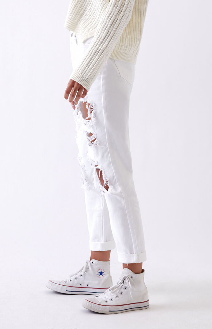 Prime Torn White Mom Jeans