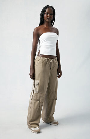Brown Toggle Baggy Cargo Pants image number 2