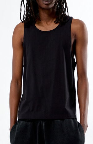 Black Classic Ribbed Muscle Tank Top image number 2