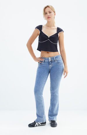 Stretch Dark Indigo Low Rise Bootcut Jeans Stretch Dark Indigo Low Rise Bootcut Jeans image number 2