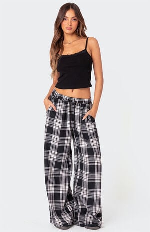 Lounge Around Plaid Wide Leg Pants