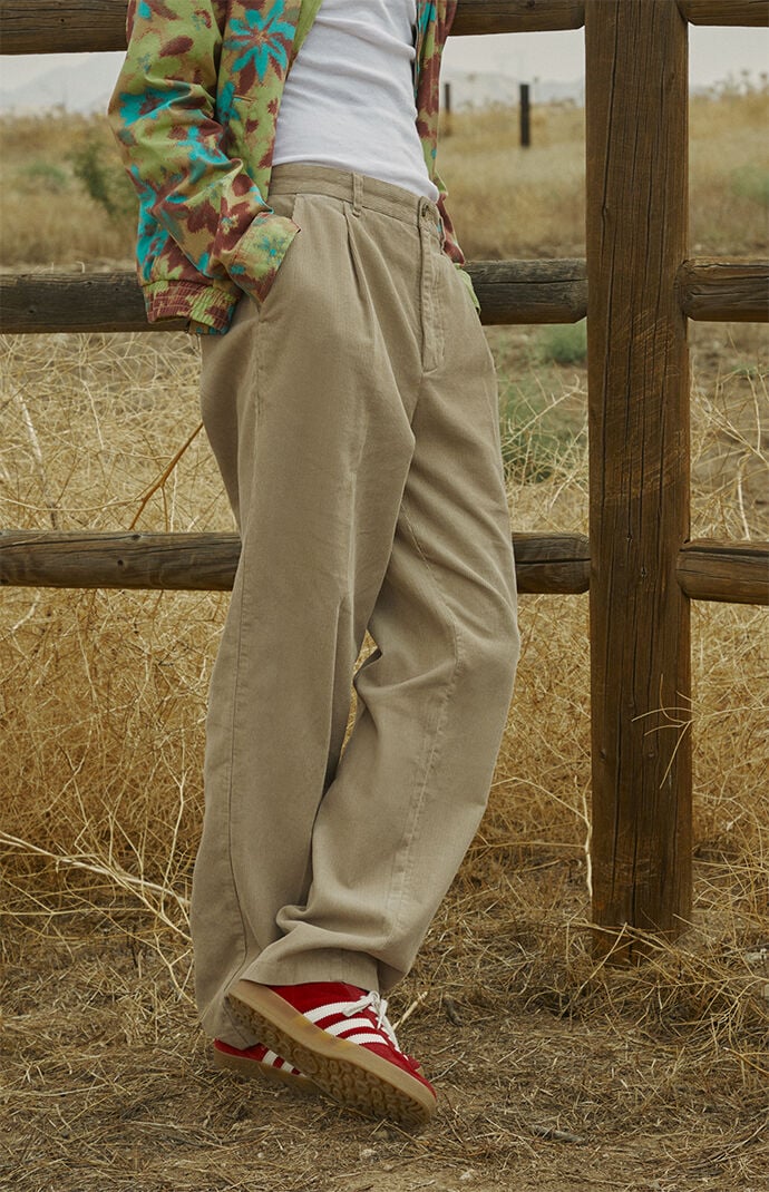 Mens pleated shop cord trousers