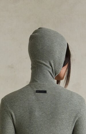 Women&rsquo;s Concrete Heather Waffle Knit Tight Hooded Sweater image number 5
