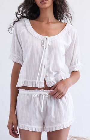 Ruffle Short Sleeve Pajama Top image number 2