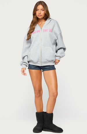 DJ Lover Oversized Zip Up Hoodie image number 4