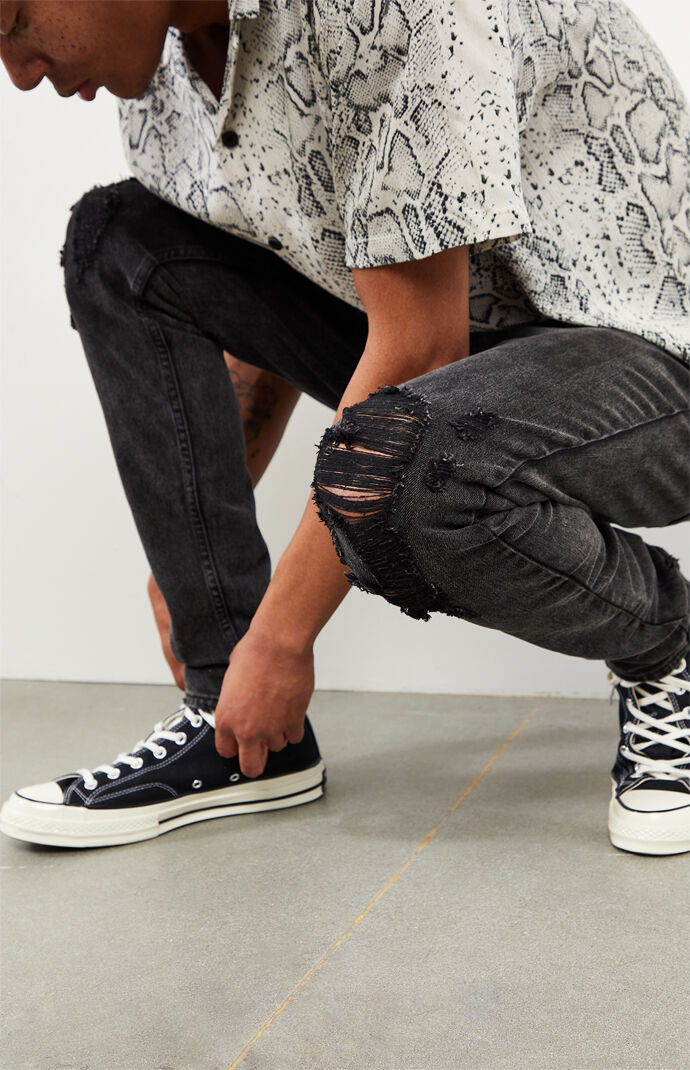Pacsun Black Ripped Stacked Skinny Jeans Pacsun Pacsun black ripped stacked skinny jeans color: pacsun