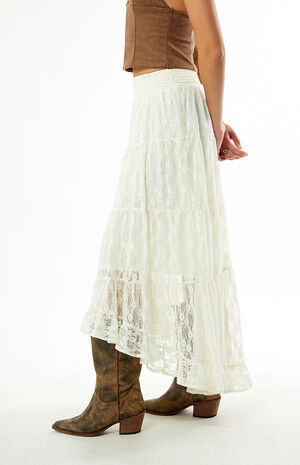 High-Low Lace Midi Skirt image number 4