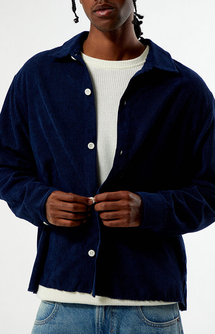 Pacsun Enzo Navy Corduroy Long Sleeve Shirt