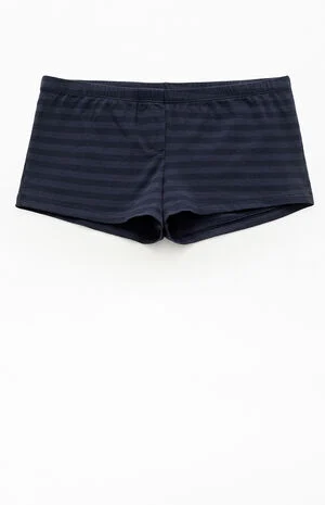 Blue & Black Striped Boxer Boyshorts image number 1