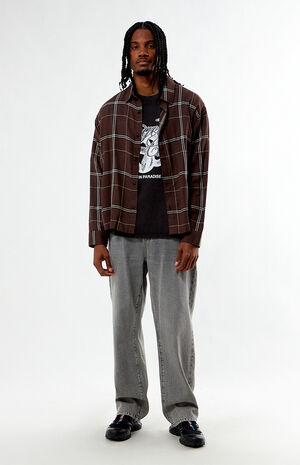 Brown Long Sleeve Classic Flannel Shirt image number 4
