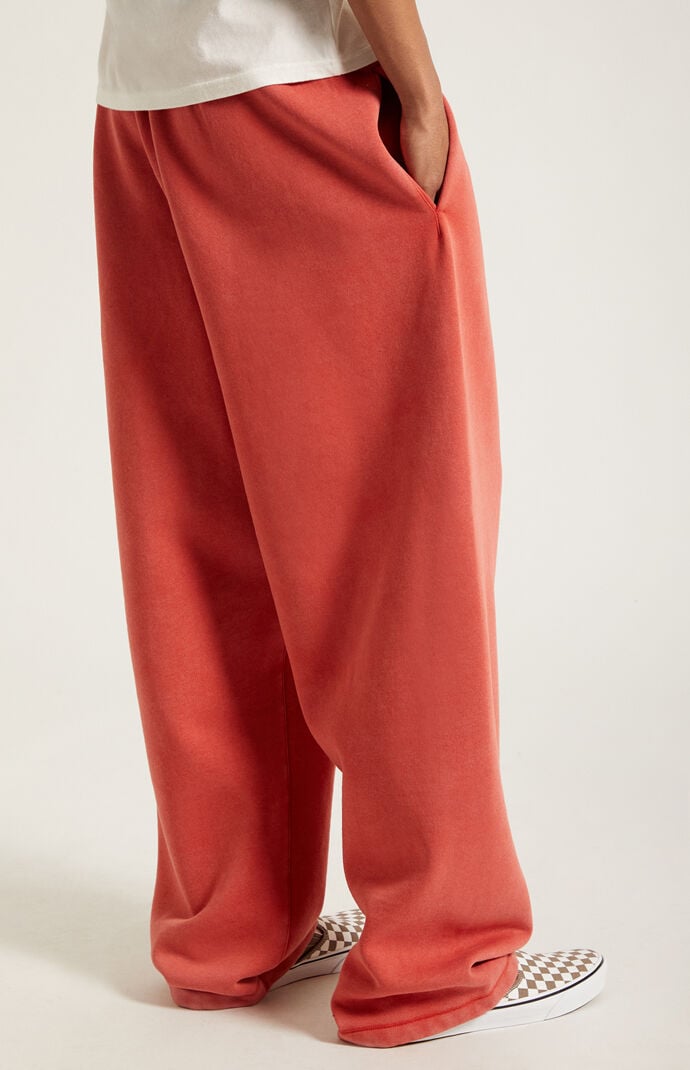Pacsun Red Washed Fleece Extreme Baggy Sweatpants