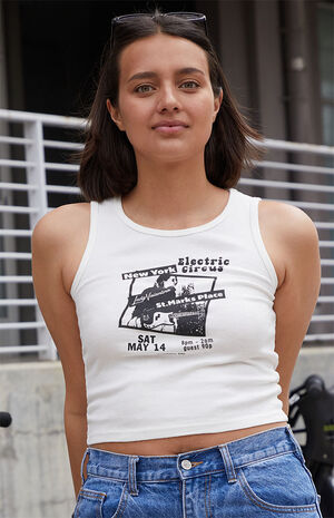 White Electric Circus Cropped Tank Top image number 2
