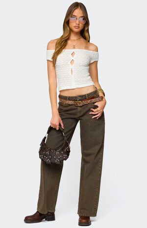 Layken Off Shoulder Texture Top image number 2