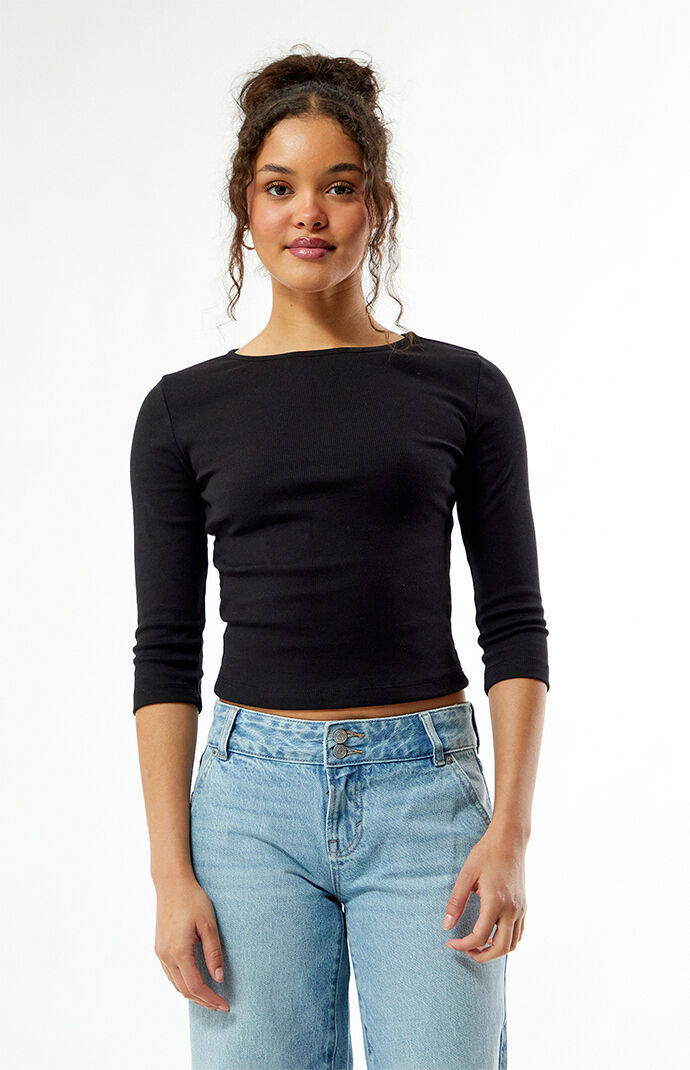 Your Favorite Donna Crew Neck 3/4 Sleeve Top