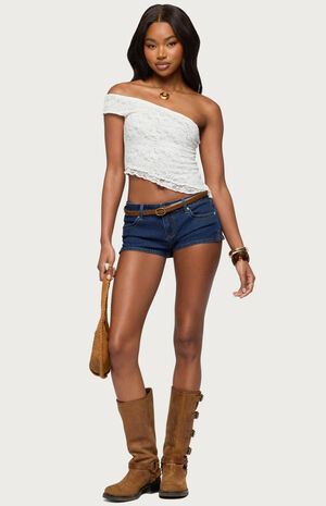 Asymmetric One Shoulder Lace Top image number 5