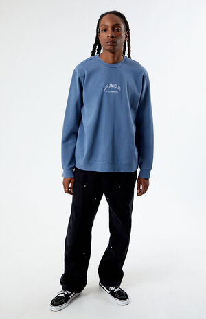 Blue Los Angeles Embroidered Crew Neck Sweatshirt image number 3