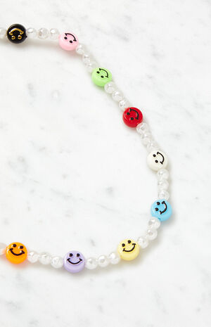 Rainbow Smiley Beaded Necklace image number 2
