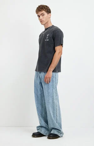 Blake Extreme Baggy Jeans Graphic Light Blue image number 2