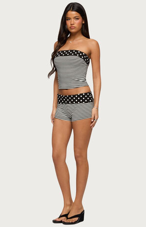 Presley Stripe and Polka Dot Foldover Shorts image number 4