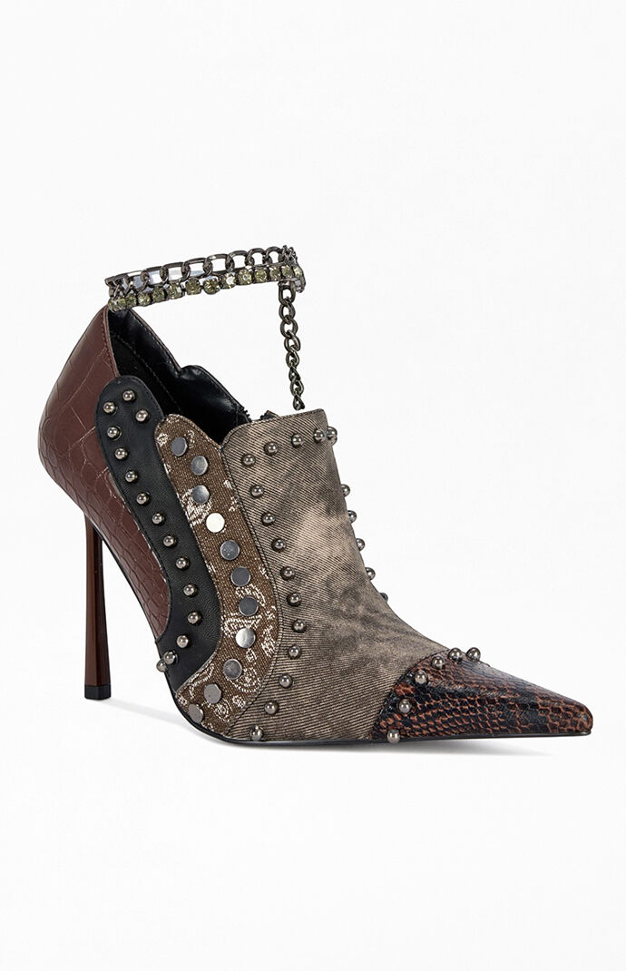 AZALEA WANG Women's Dariah Chocolate Embellished Stiletto Heels