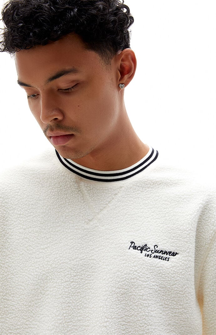 Embroidered Sherpa Crew Neck Sweatshirt