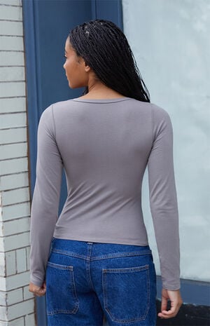 Light Gray Amara Surplice Long Sleeve Top image number 4