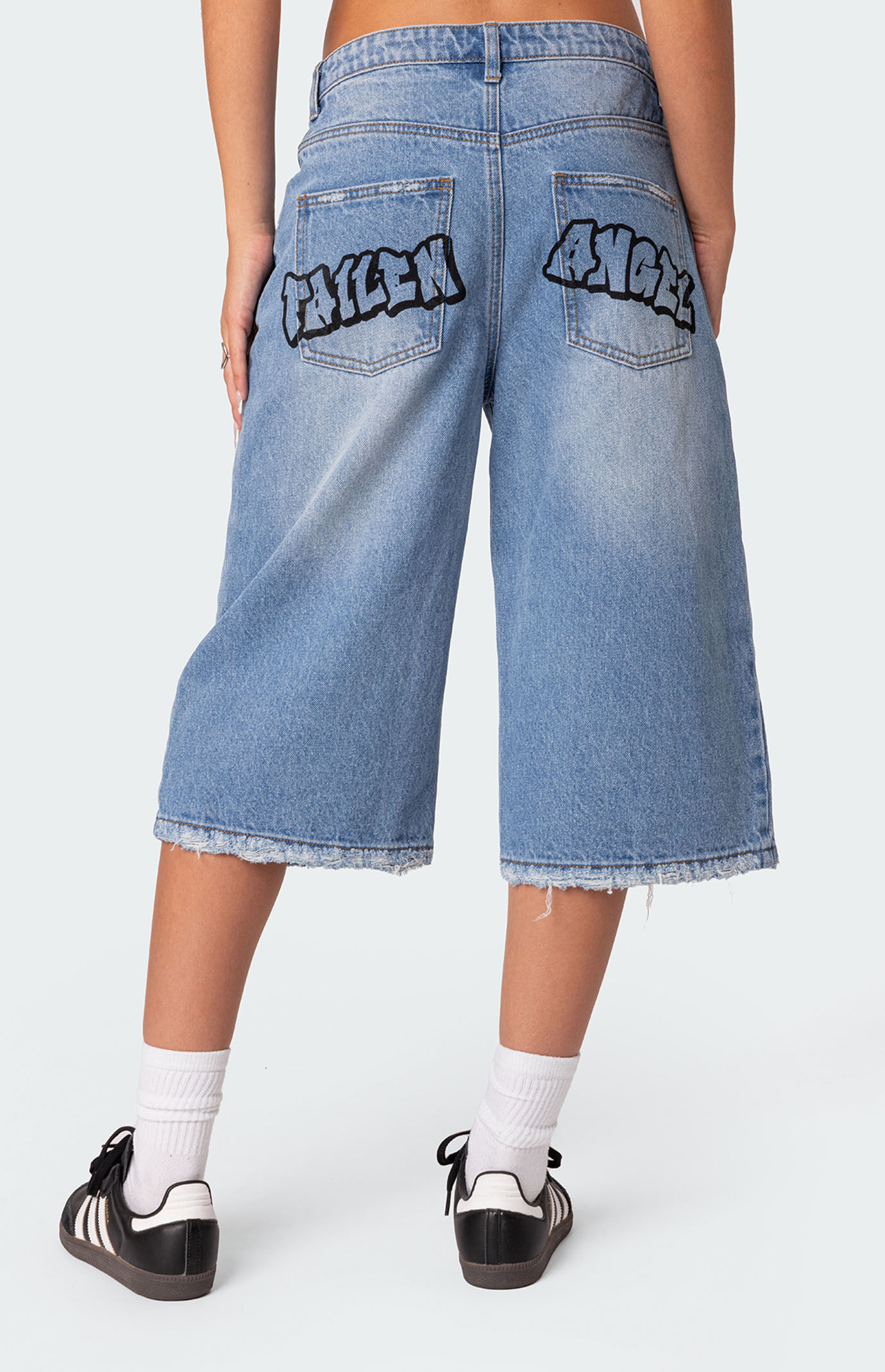 Edikted Fallen Angel Denim Bermuda Shorts PacSun