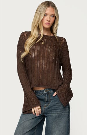 Jaide Sheer Ladder Knit Sweater image number 1
