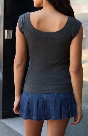 Dark Gray Ginny Off-The-Shoulder Top image number 3