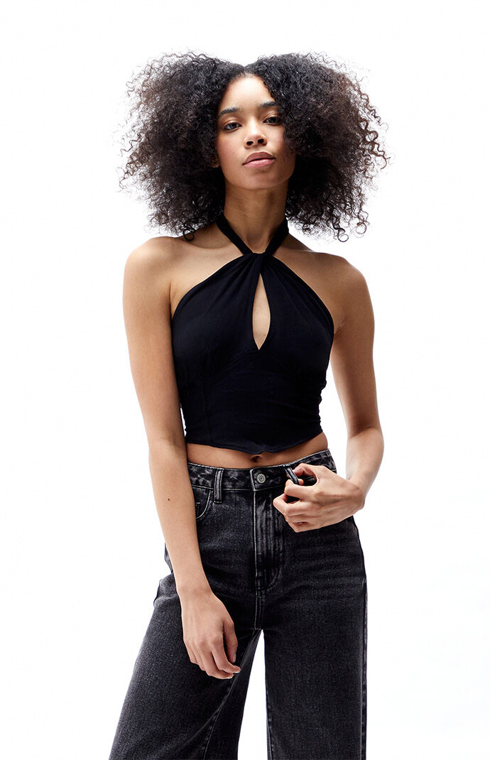 Black halter 2025 tank top