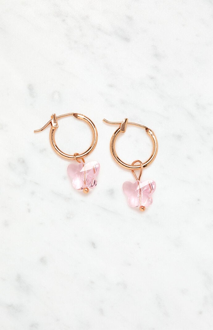 Peach Butterfly Hoop Earrings