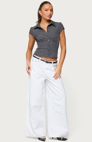 Juney Pinstripe Tailored Button Up Shirt image number 4