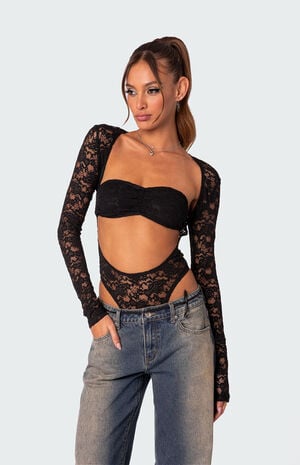 Zoey Sheer Lace Two Piece Bodysuit image number 1