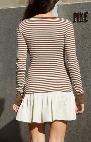 Brown Striped Zelly Long Sleeve Top image number 3