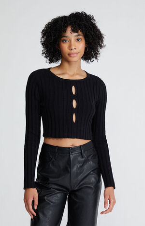 Kendall + Kylie Inside Out Sweater Black