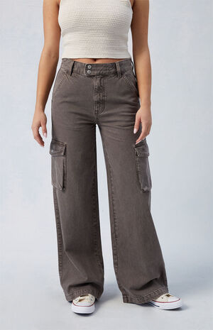 Brown Mid Rise Baggy Cargo Pants image number 2