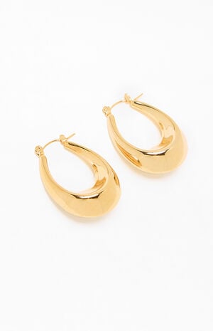 Gold Cleo Oval Hoop Earrings image number 3