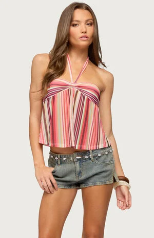 Fernanda Striped Halter Top image number 1