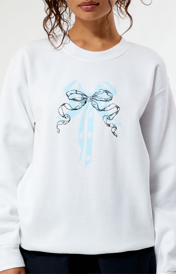 Double Bow Embroidered Crew Neck Sweatshirt