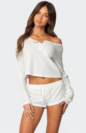 Teddy Cropped Waffle Top