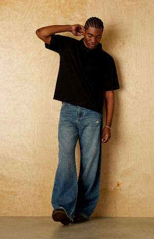 Black Ribbed Polo Shirt image number 4