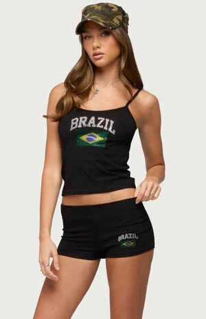 Brazil Rhinestone Tank Top image number 1