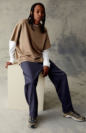 Blue Straight Trousers image number 4