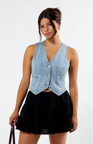 Cropped Denim Vest image number 1