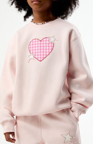 Heart Plaid Crew Neck Sweatshirt image number 2