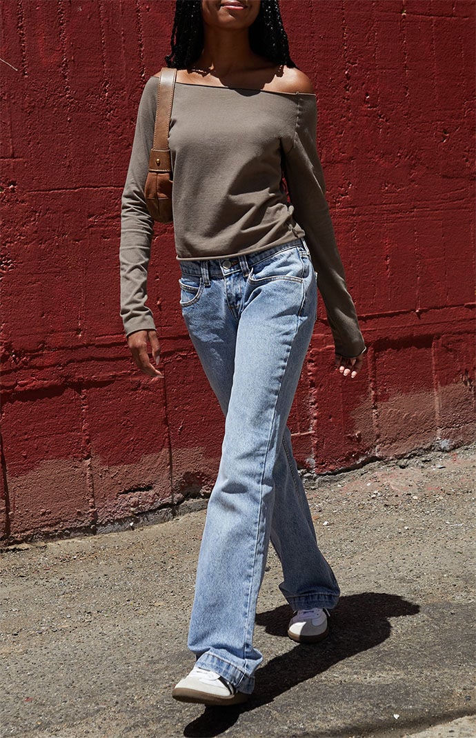 John Galt Olive Bonnie Off The Shoulder Top PacSun