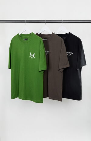 3 Pack Solid Color Embroidered T-Shirts