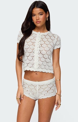 Elisa Open Knit Button Up Top